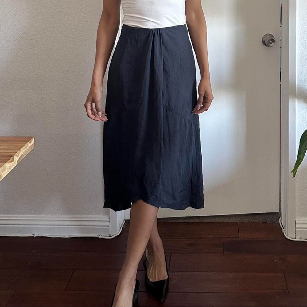 Vince Black Midi A-Line Skirt for Work